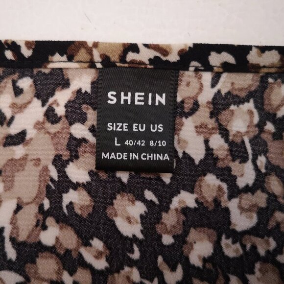 Shein Ladies Size Large V-neck Short Sleeves Loose Fit Tunic Blouse - Picture 3 of 8